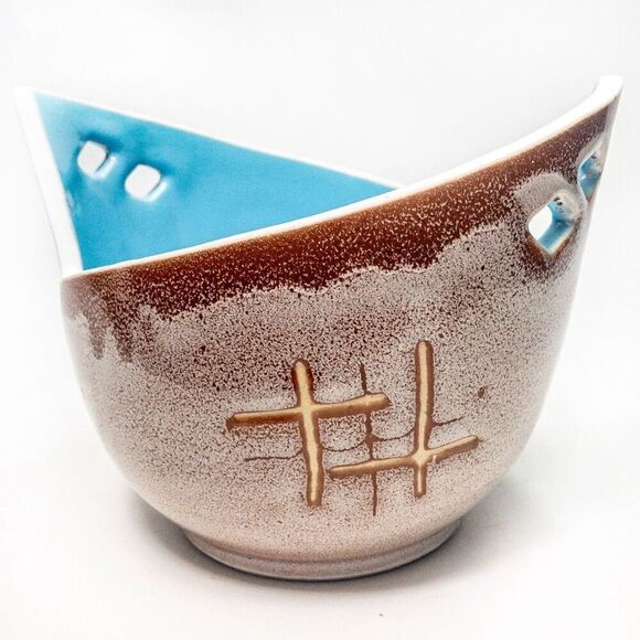 Mid-Century VTG Asymmetrical Cut-Out Ceramic Bowl/Planter - Picture 1 of 8